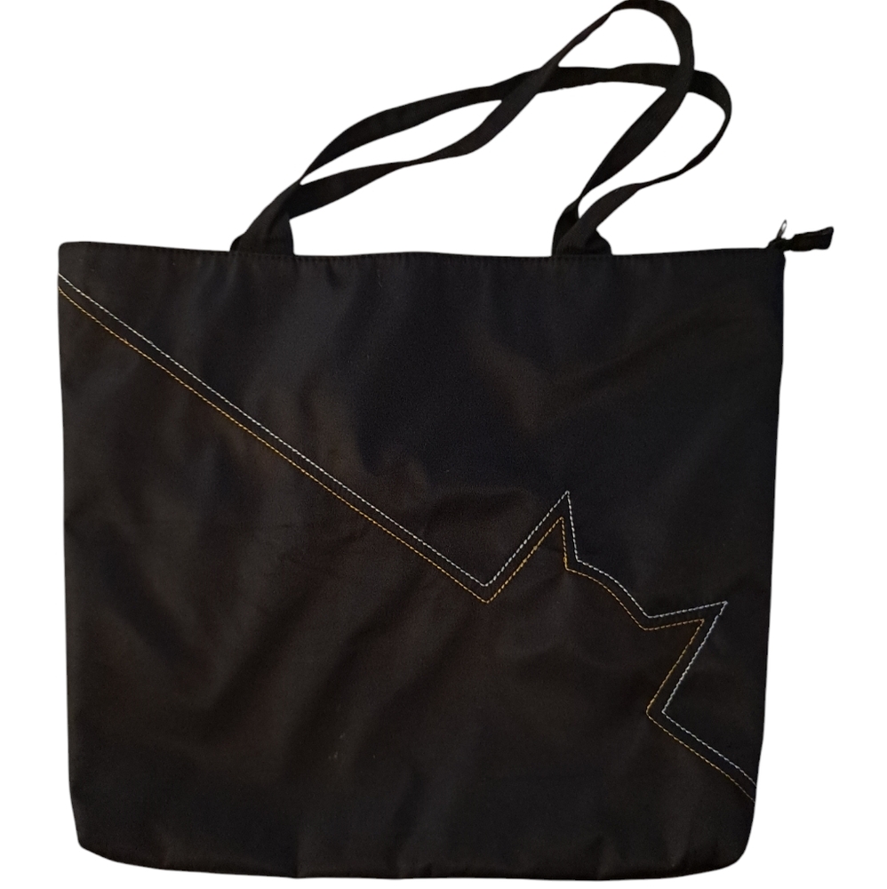 Cat Lady Box Cat Silver/Gold Stitch Tote Sleek Smooth Handy Zippered Bag Handles